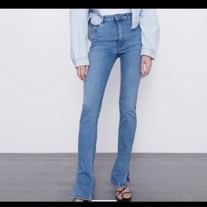 Zara High Rise Jeans with Side Slit Hem Size 6